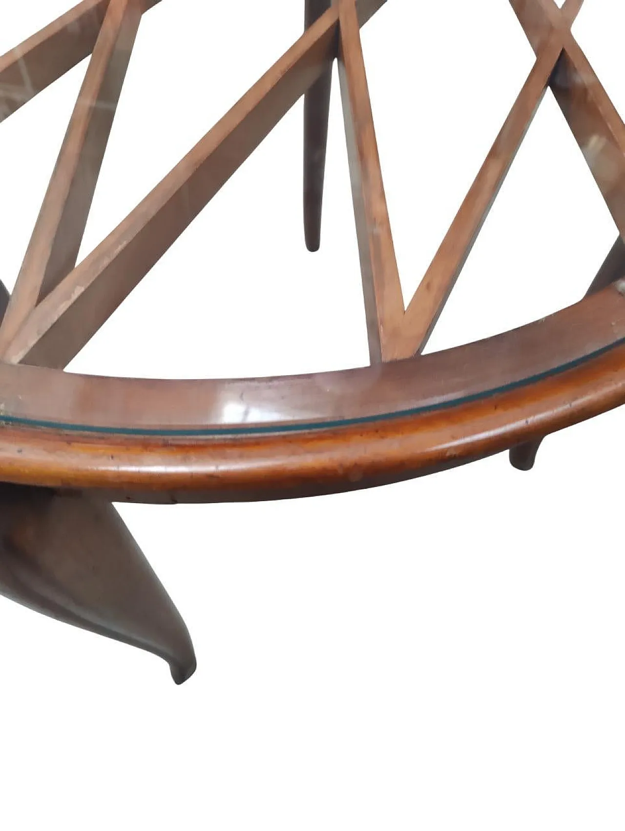 Round coffee table with glass top attr. to Paolo Buffa, 1950s 8