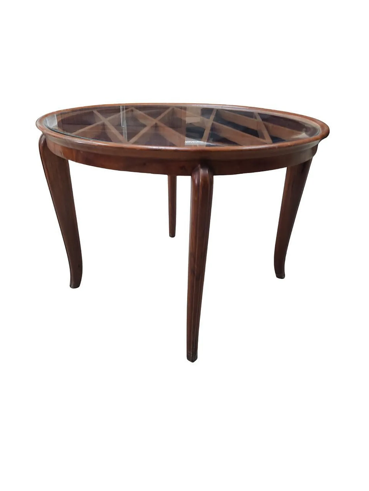 Round coffee table with glass top attr. to Paolo Buffa, 1950s 9
