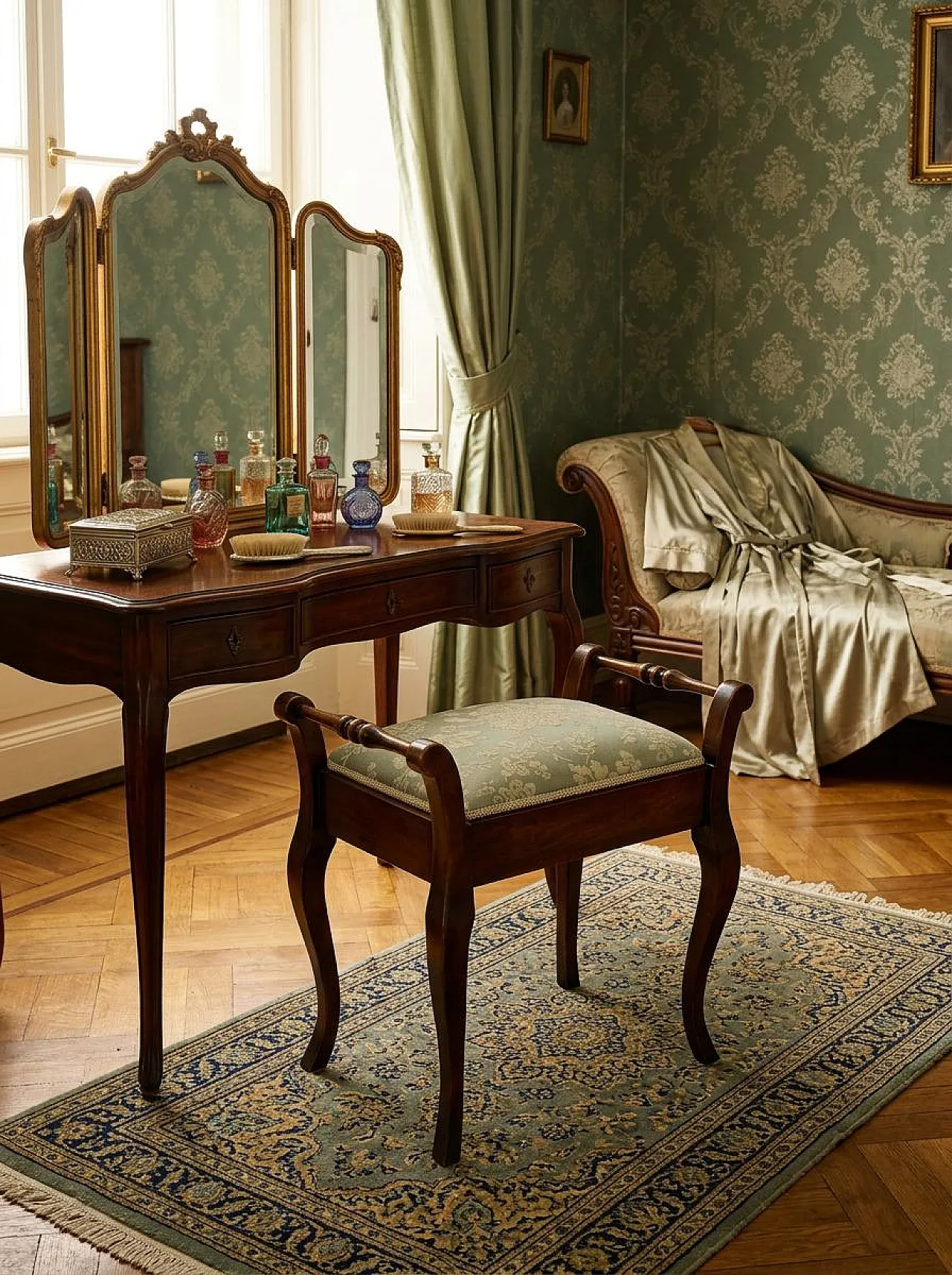 Wooden bedroom stool, 1980s 2