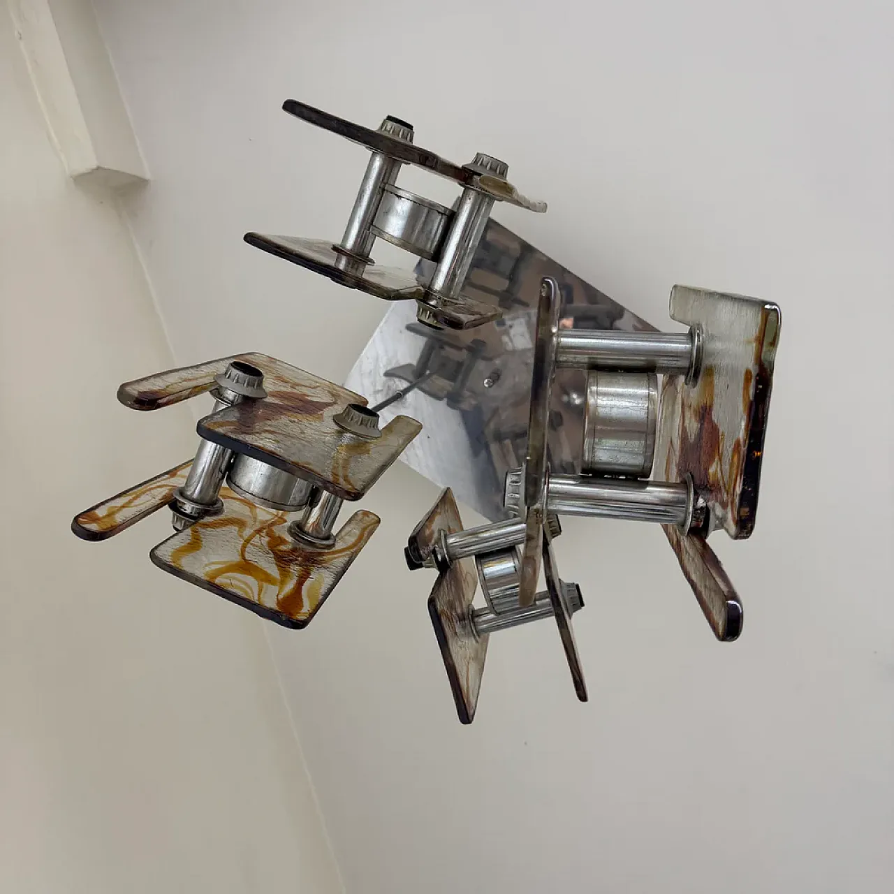 16-light steel Murano glass chandelier, 1970s 6