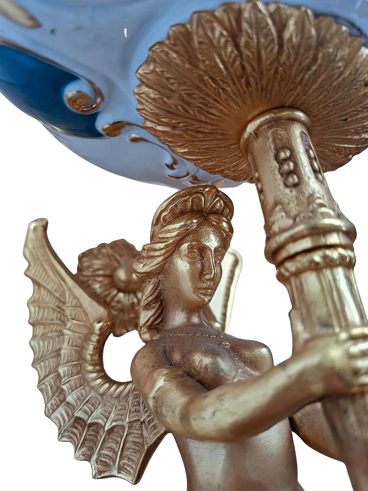 8 Wall lamps in golded brass and porcelain, 1990s 11