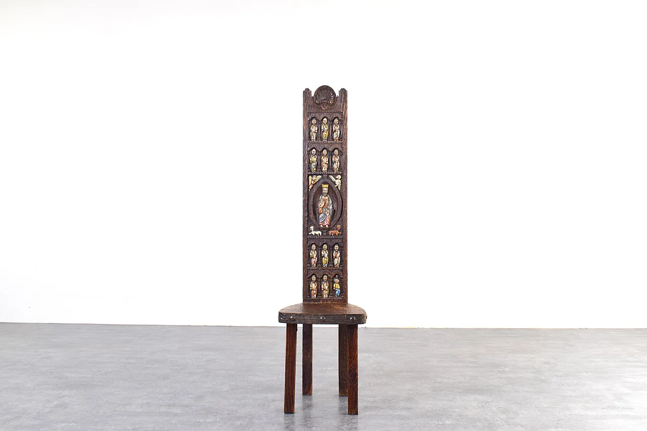 Sedia con schienale alto di Ormecasa con Gesù e apostoli, anni '70 1