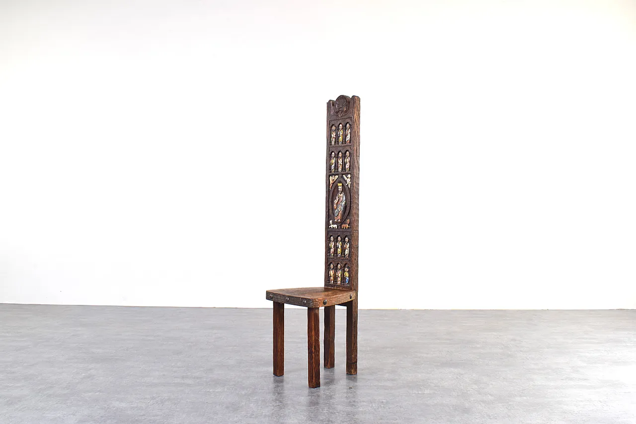 Sedia con schienale alto di Ormecasa con Gesù e apostoli, anni '70 3