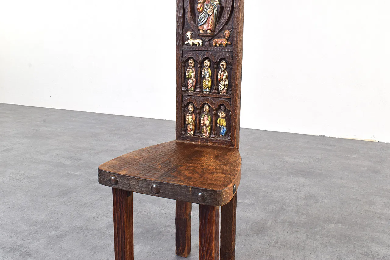 Sedia con schienale alto di Ormecasa con Gesù e apostoli, anni '70 10
