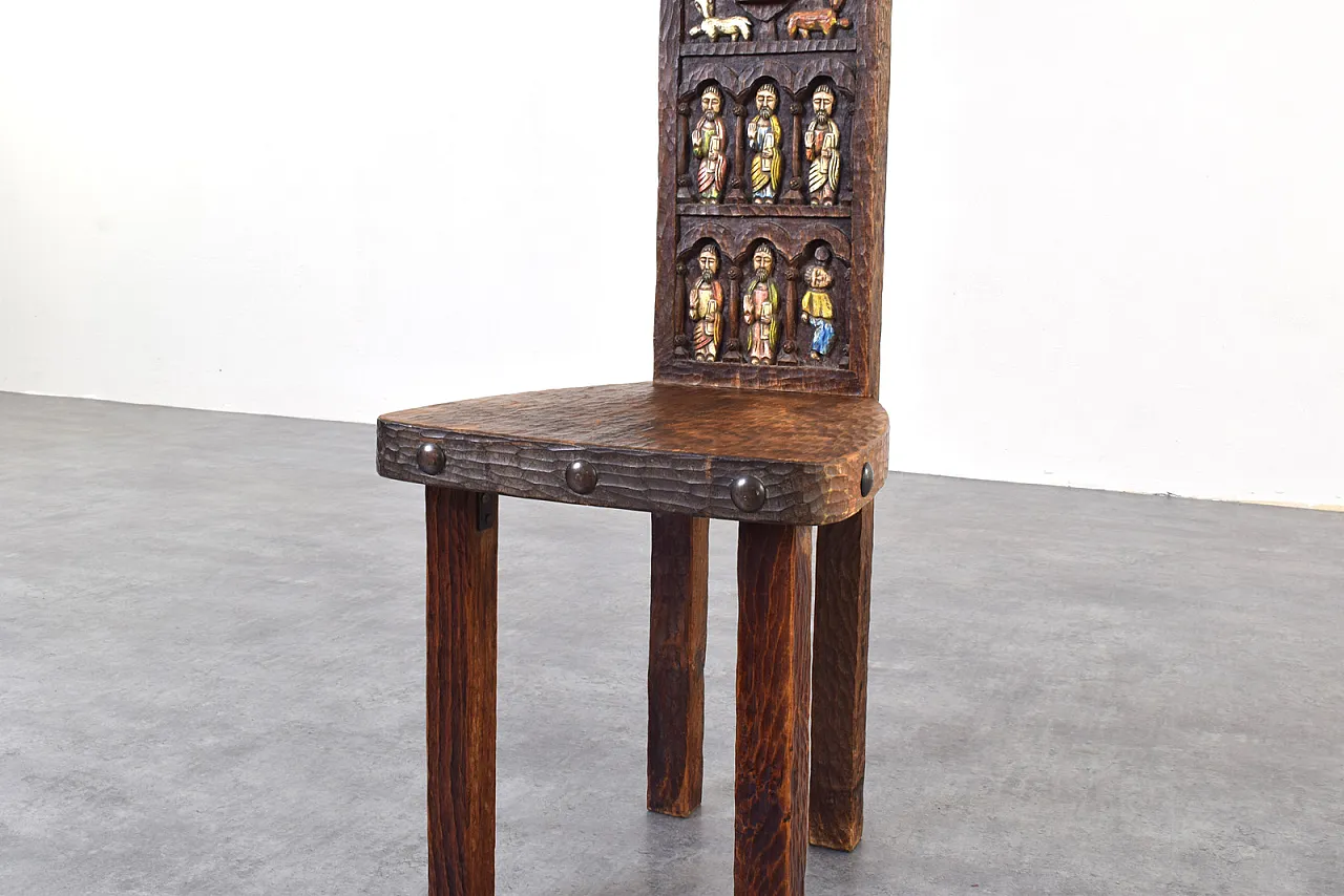 Sedia con schienale alto di Ormecasa con Gesù e apostoli, anni '70 11