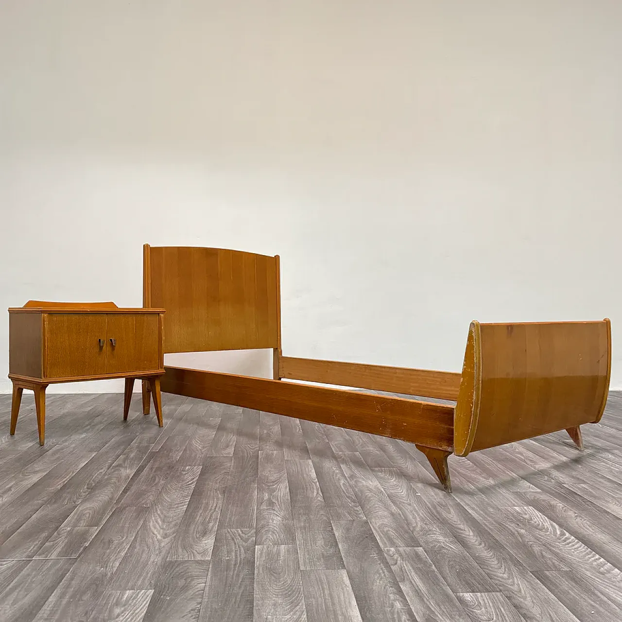 Letto singolo con comodino Mid-Century di Gio Ponti, anni '40 1