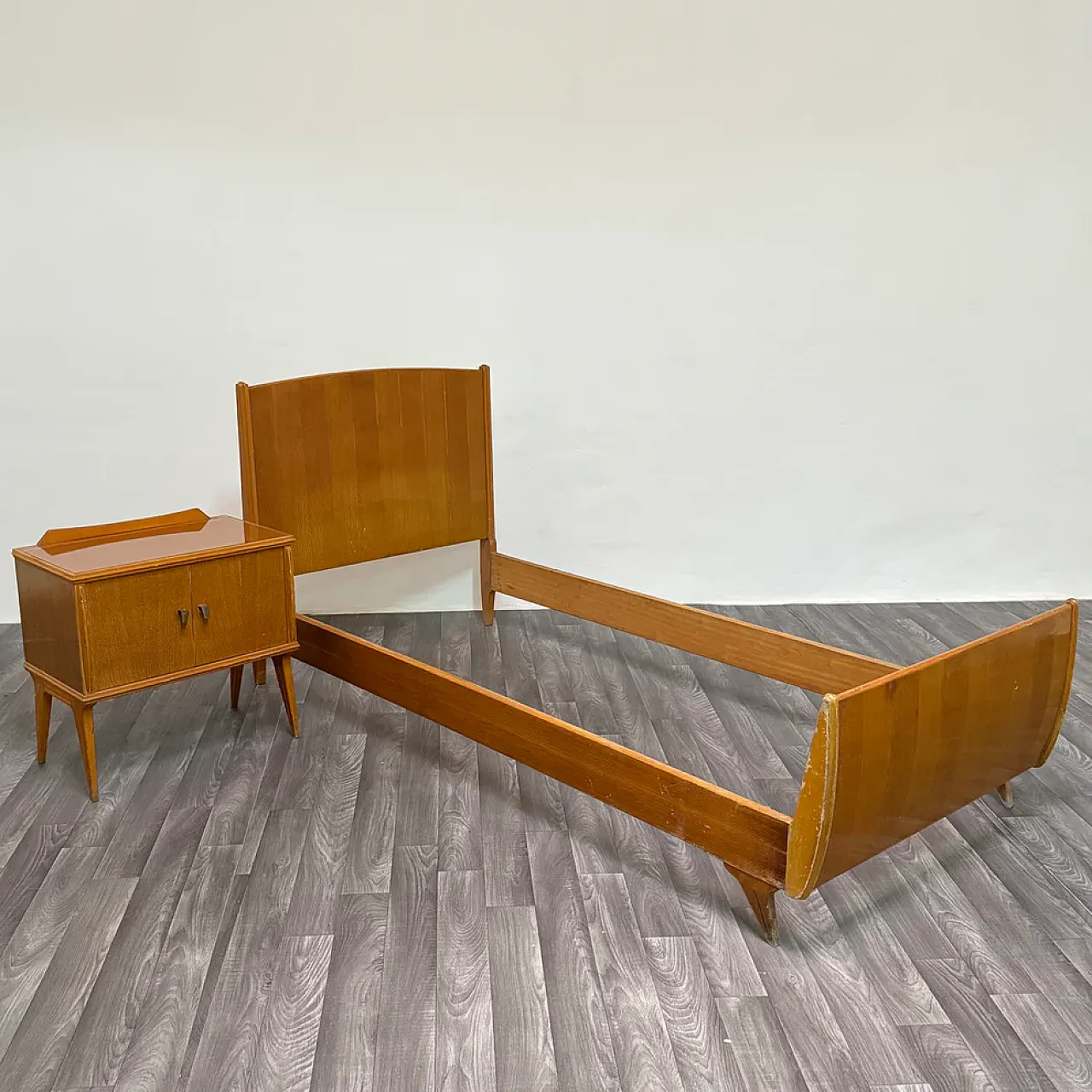Letto singolo con comodino Mid-Century di Gio Ponti, anni '40 3