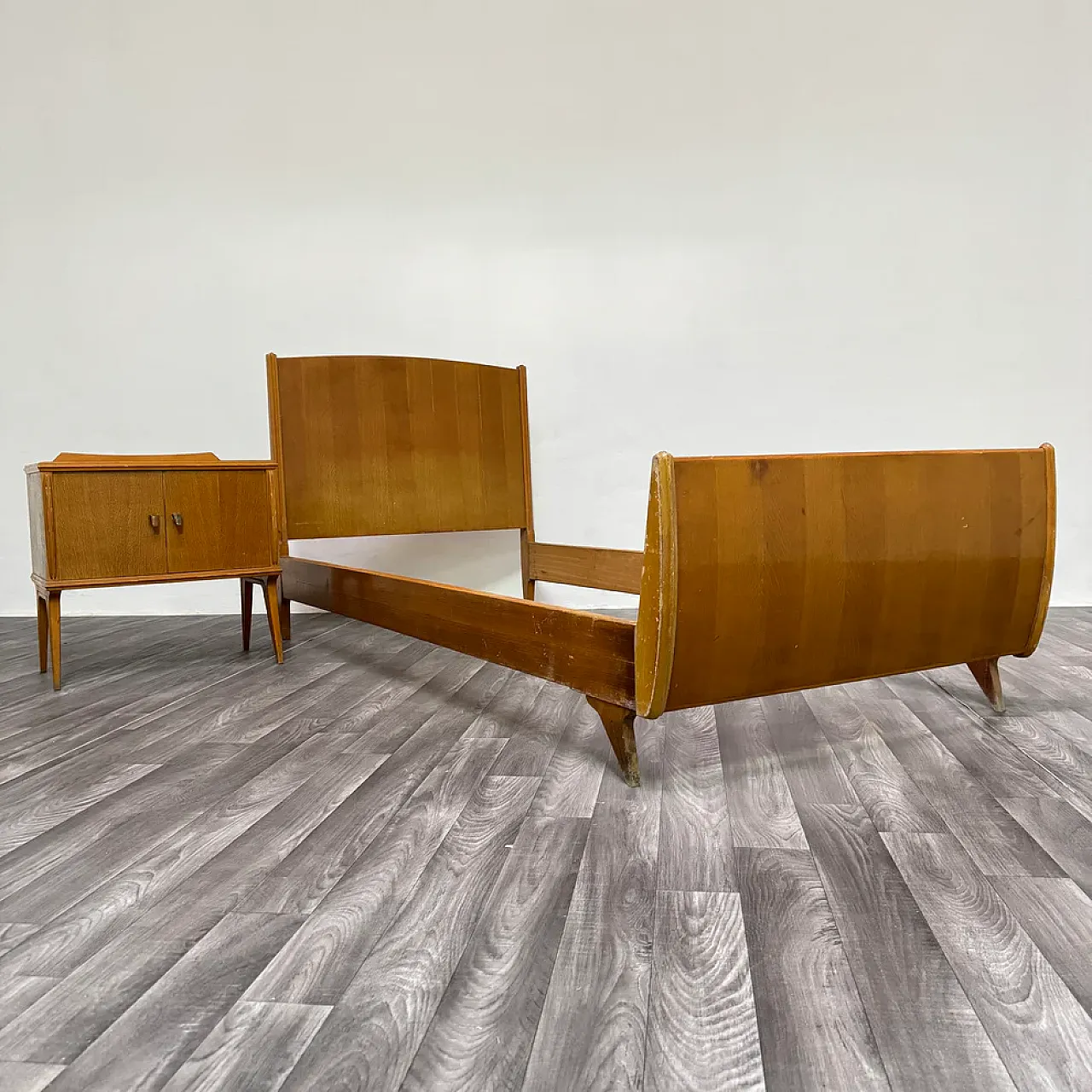 Letto singolo con comodino Mid-Century di Gio Ponti, anni '40 12