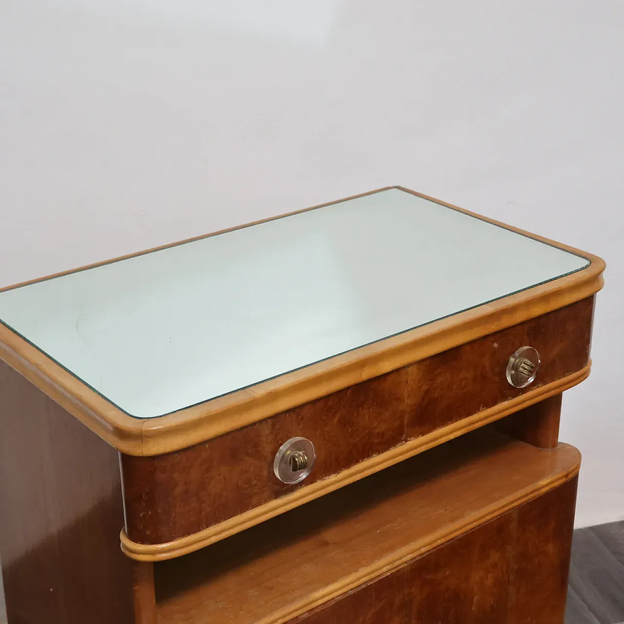 Coppia di comodini Art Decò in legno, anni '40 3