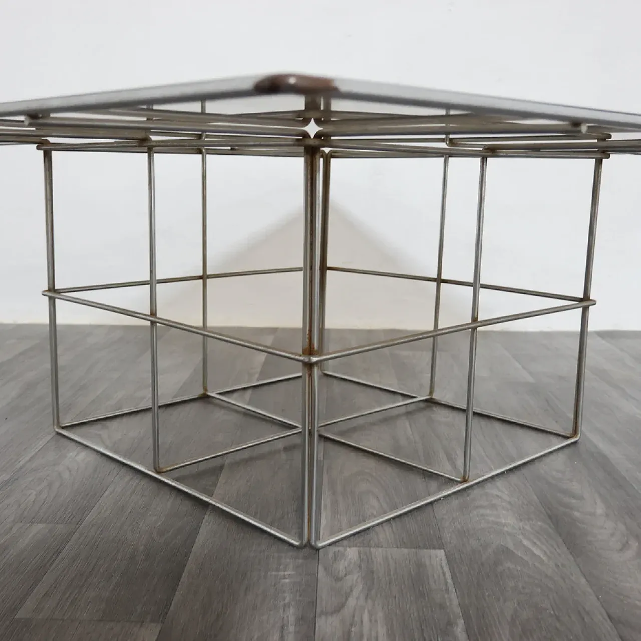 Chrome steel coffee table and glass top, 1970s 2