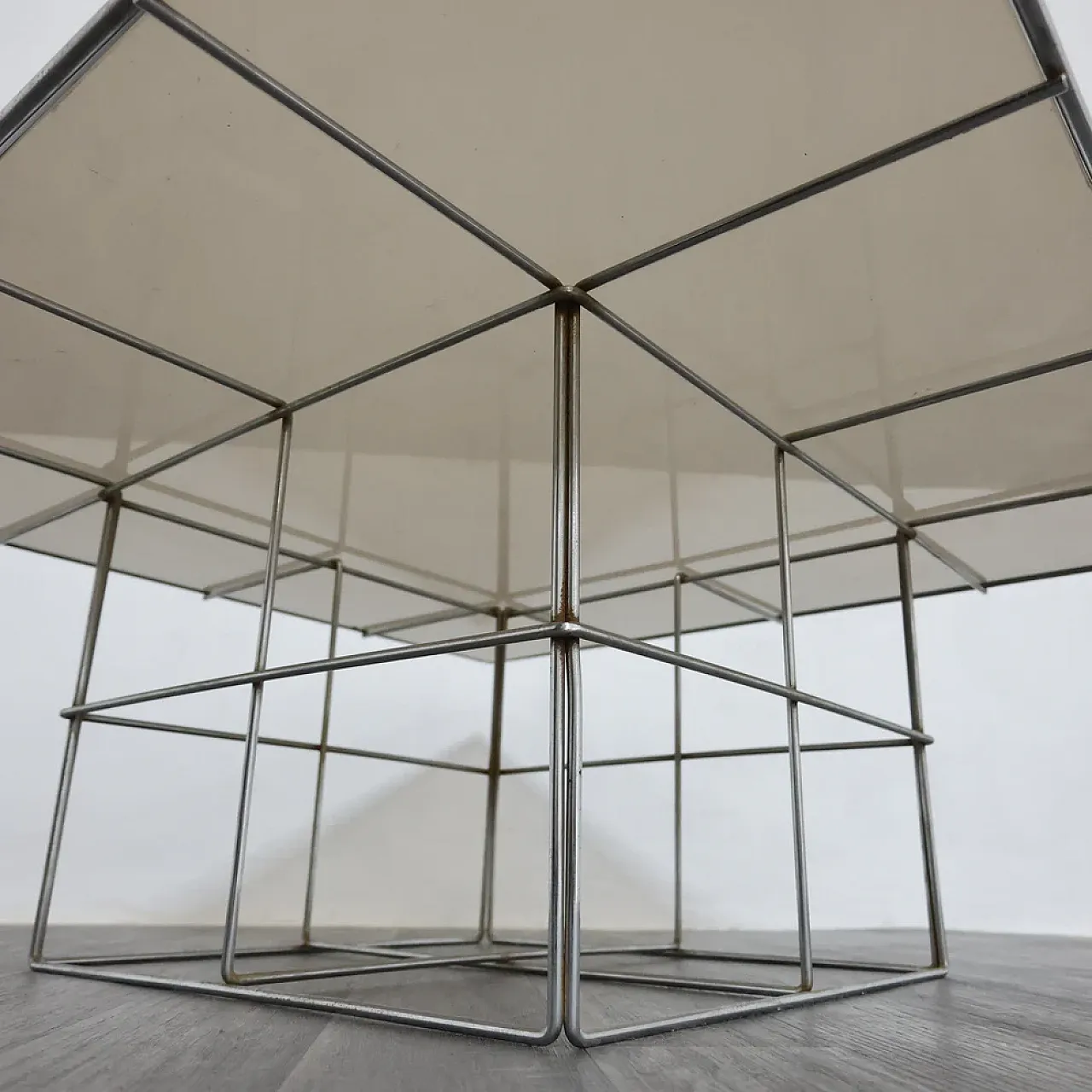 Chrome steel coffee table and glass top, 1970s 5