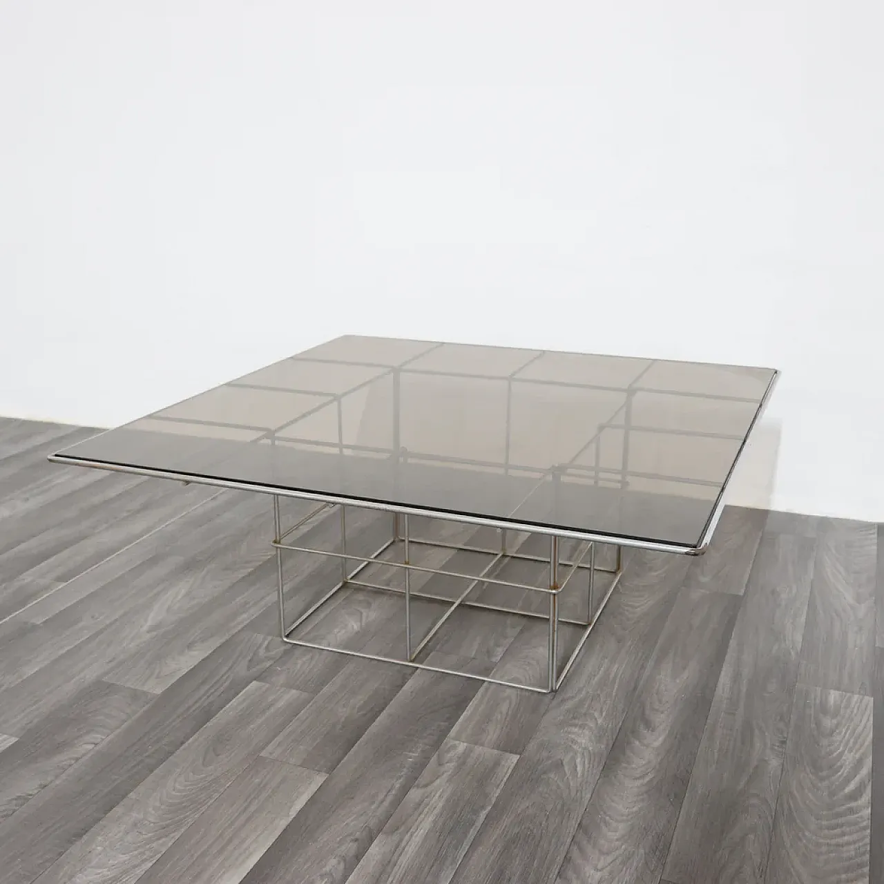 Chrome steel coffee table and glass top, 1970s 8
