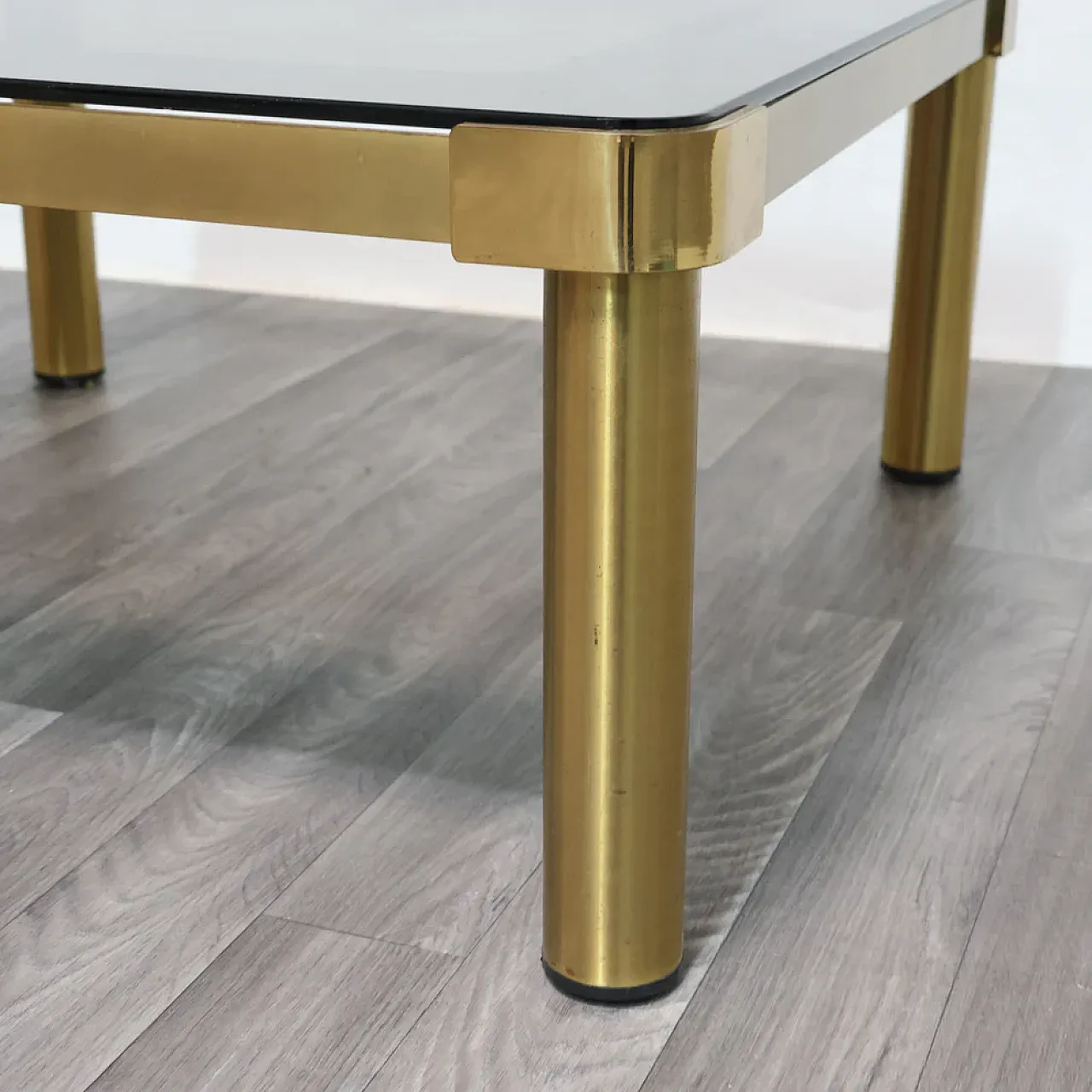 Hollywood Regency brass low lounge table, 1970s 4