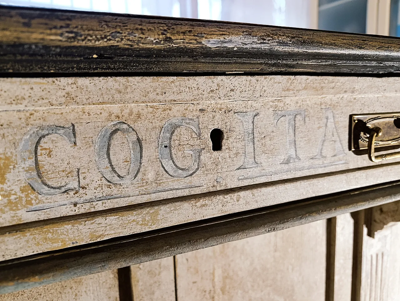 Scrittoio di recupero in legno con cassetti, '800 3