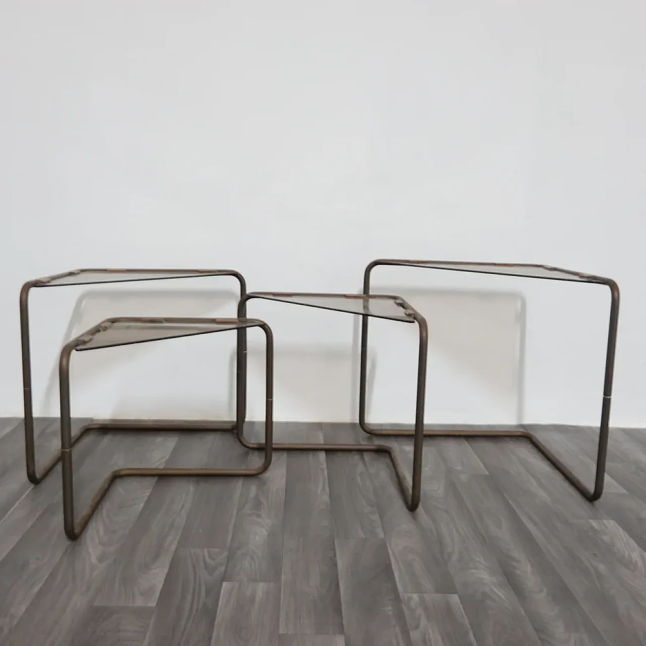 4 Metal and glass modular coffee tables, 1970s 3
