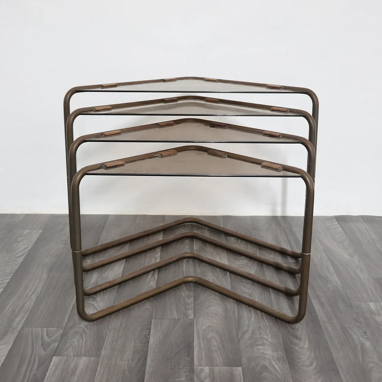 4 Metal and glass modular coffee tables, 1970s 6