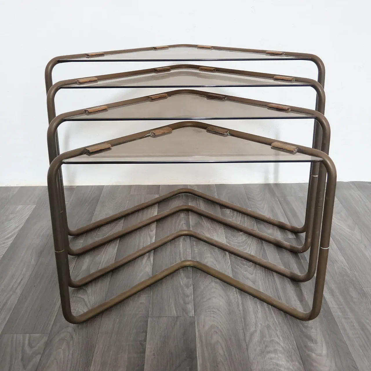4 Metal and glass modular coffee tables, 1970s 7