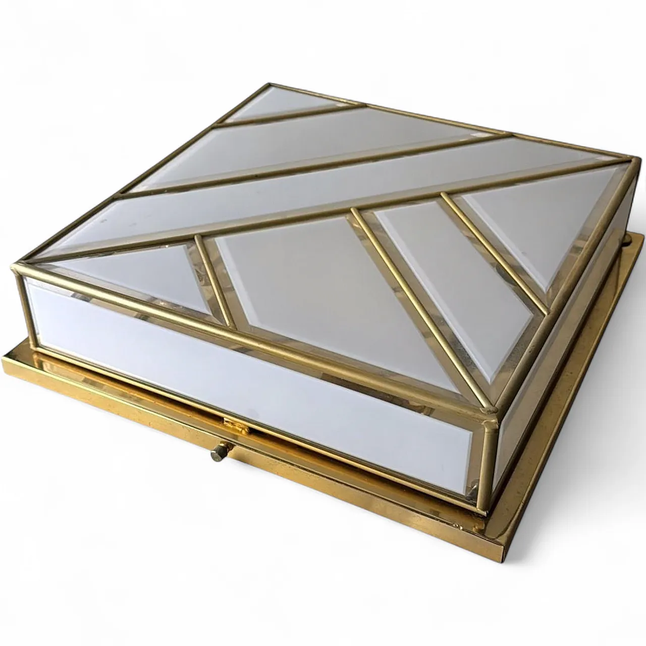 Opaline glass and brass flush mount ceiling light, 1960s 20