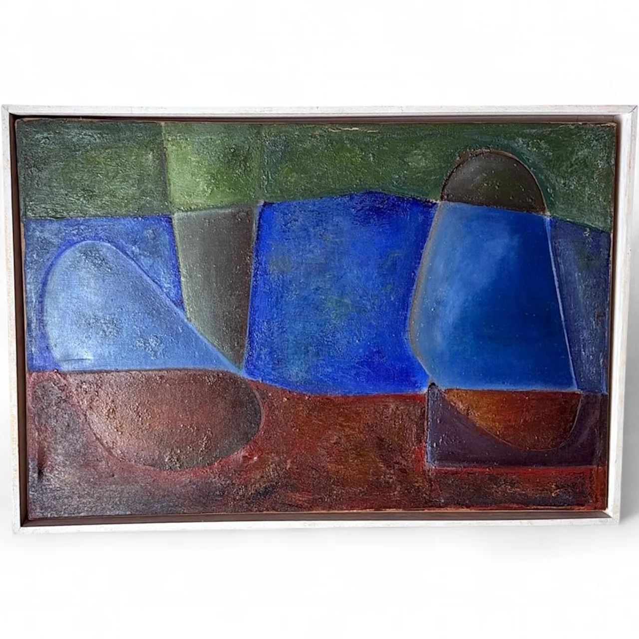 Abstract lyrical oil painting on canvas, mid-20th century 20