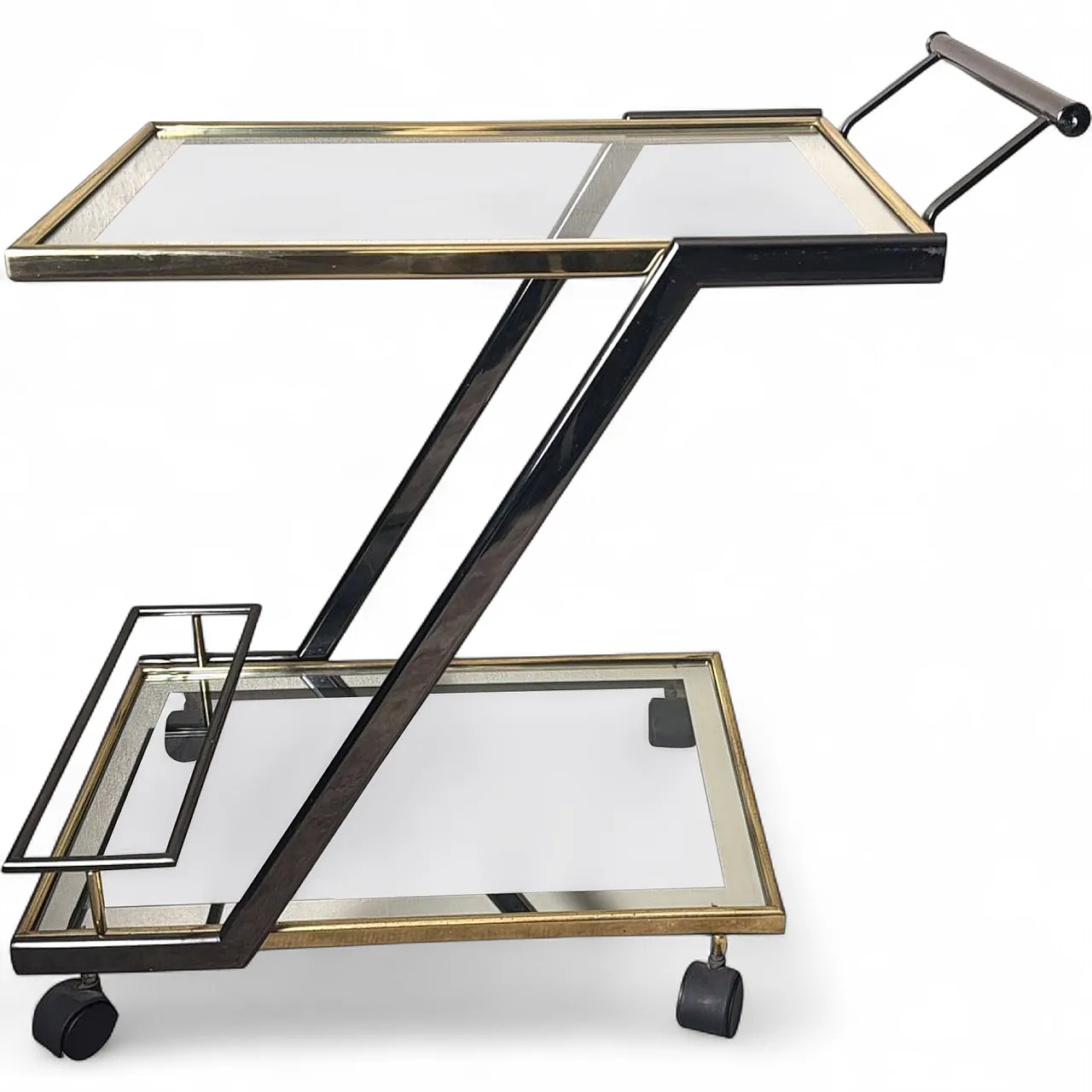 Mid-Century bar cart in burnished steel and brass, 1960s 19