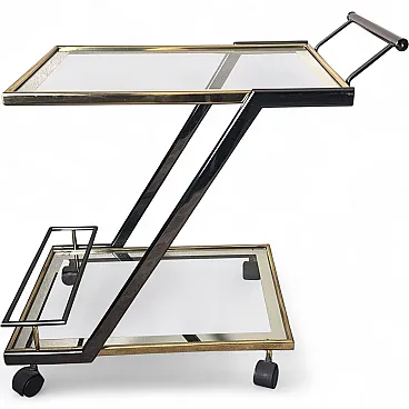 Mid-Century bar cart in burnished steel and brass, 1960s