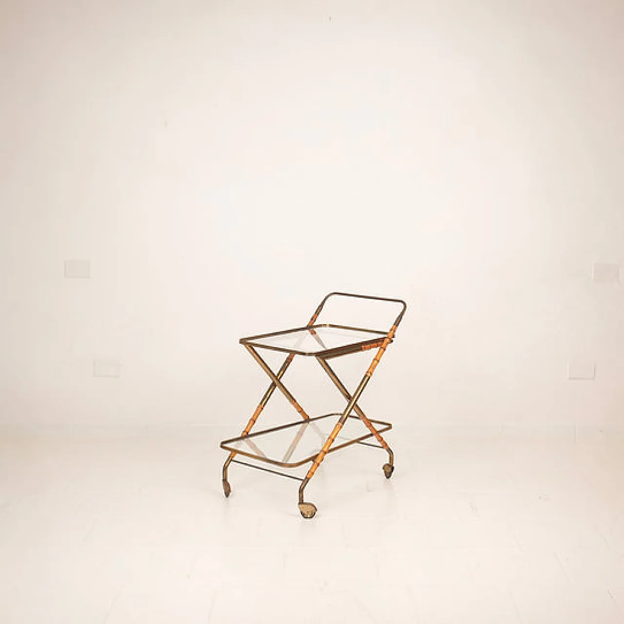 Carrello Cesare Lacca in finto bambù e ottone, anni '50 1