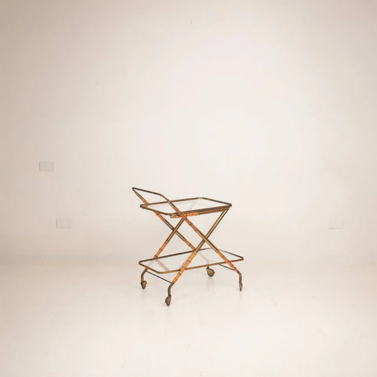 Carrello Cesare Lacca in finto bambù e ottone, anni '50 13