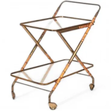 Cesare Lacca cart in faux bamboo and brass, 1950s