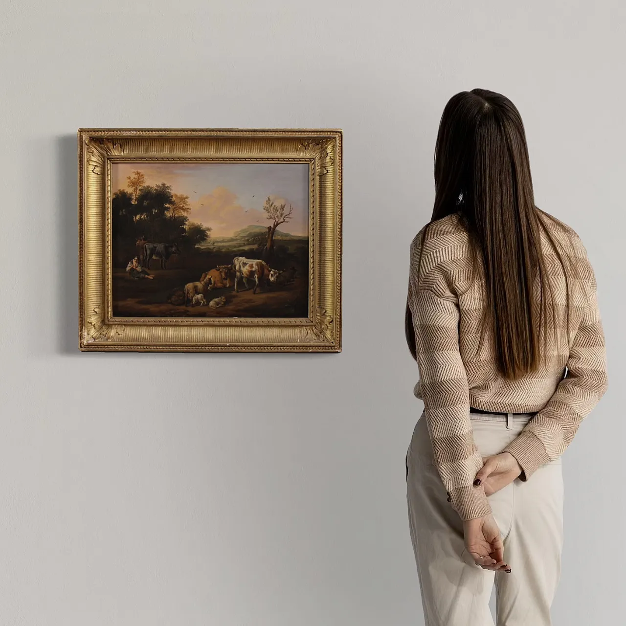 Flemish bucolic landscape painting, 18th century 3