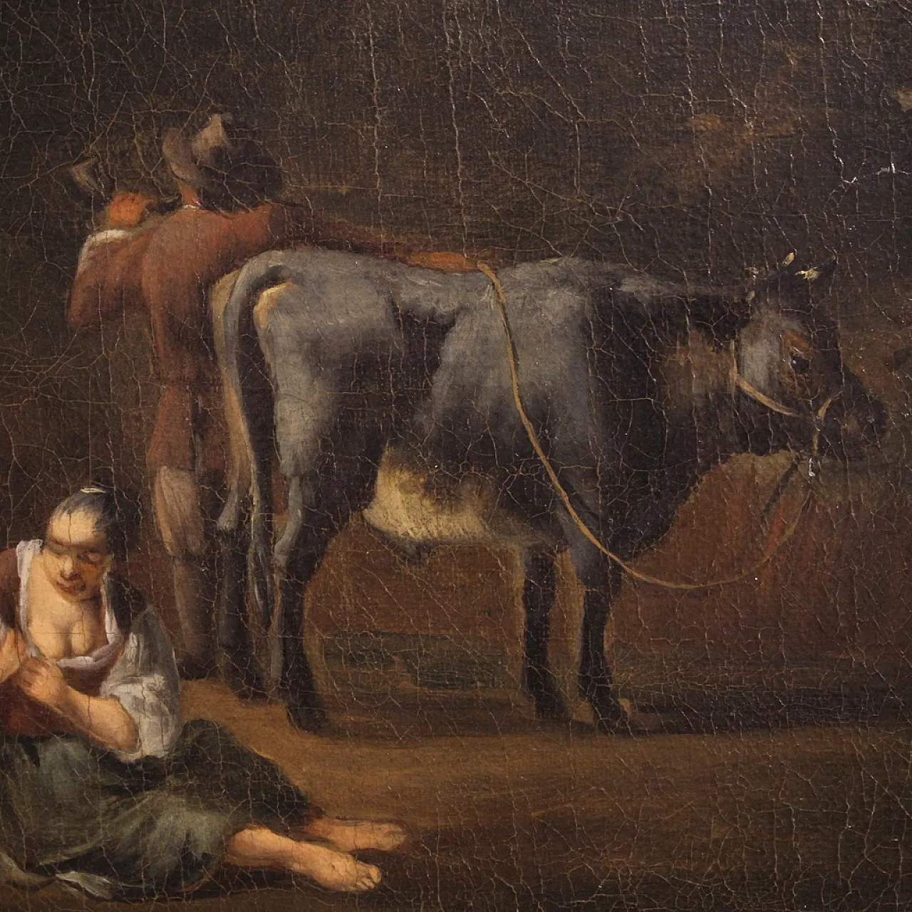 Flemish bucolic landscape painting, 18th century 17