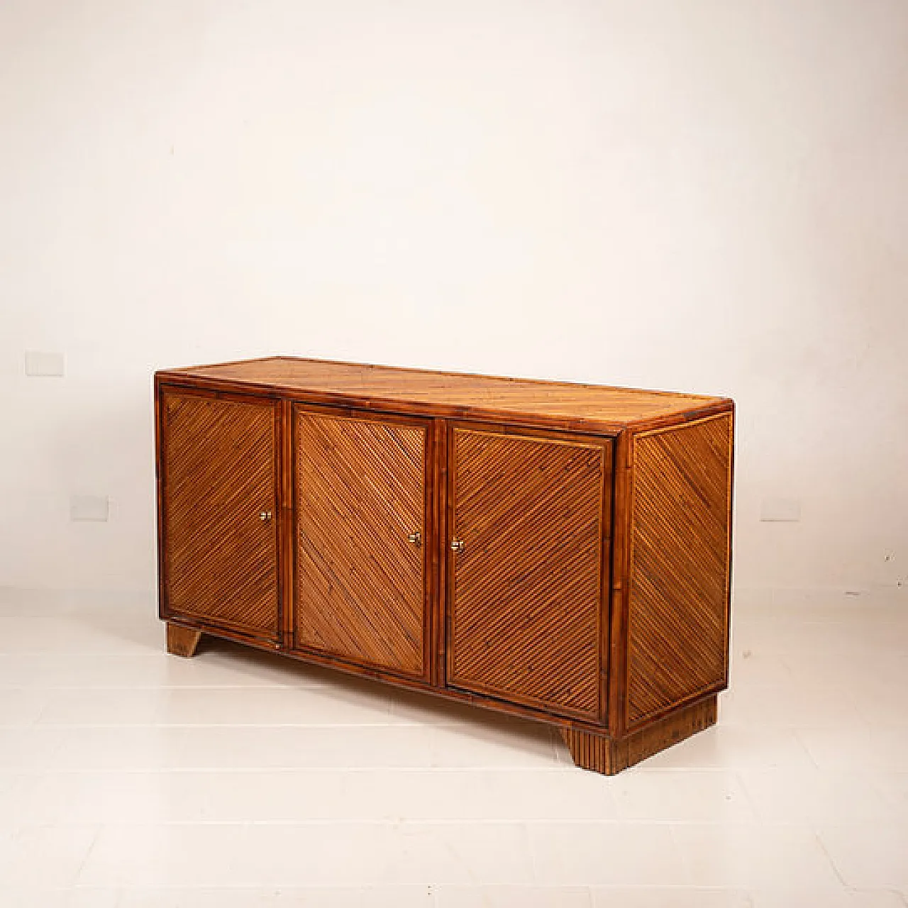 Credenza in rattan di Vivai del Sud, anni '70 1