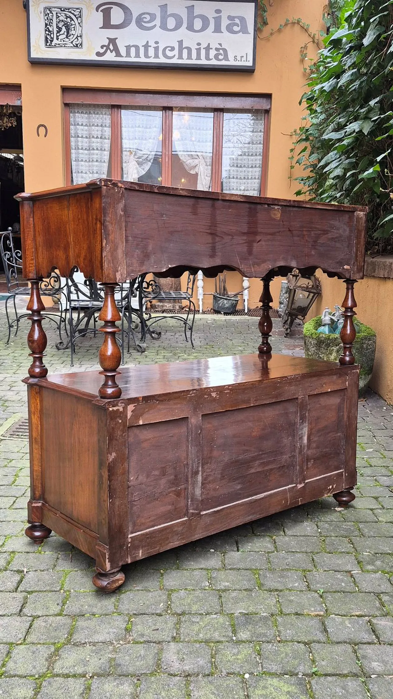 Credenza romagnola in noce lastronata e filettata, ‘800 7