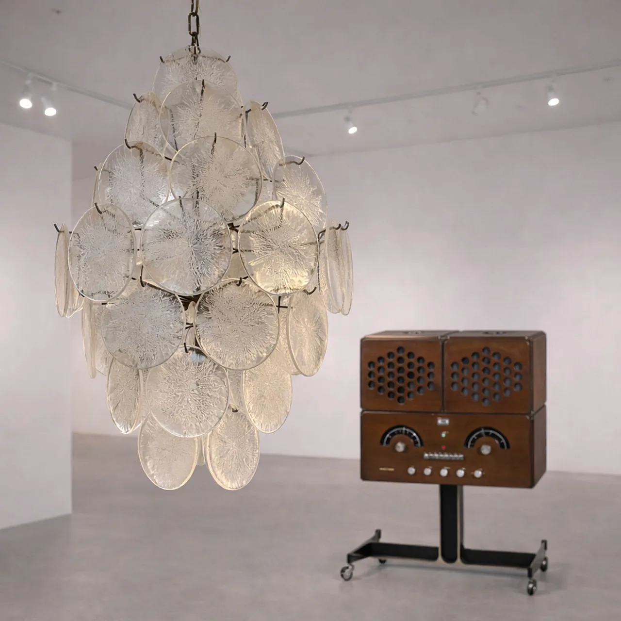 Vistosi style Murano glass chandelier, 1970s 3