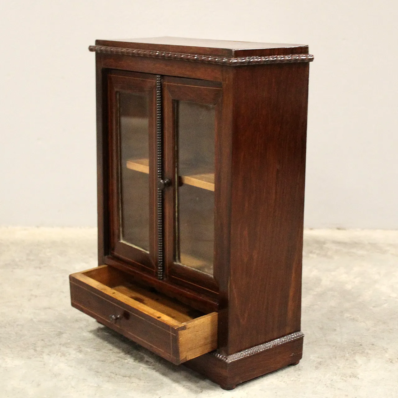 Miniature model of Italian rosewood display cabinet,  19th century 7