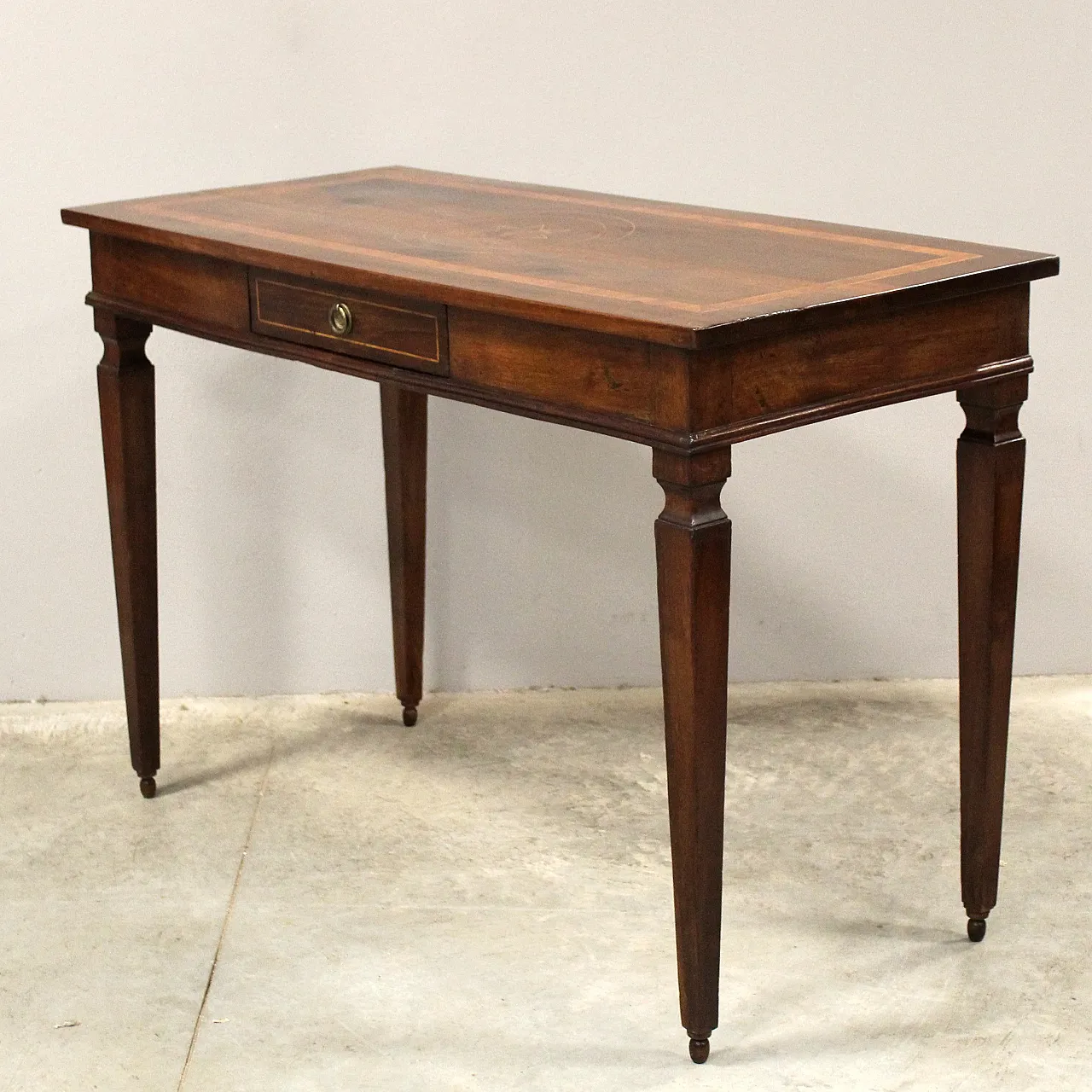 Louis XVI console writing table Italian inlaid walnut, 18th century 3
