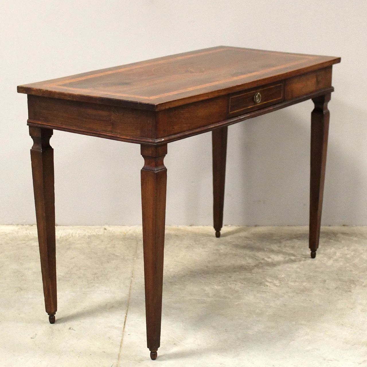 Louis XVI console writing table Italian inlaid walnut, 18th century 4
