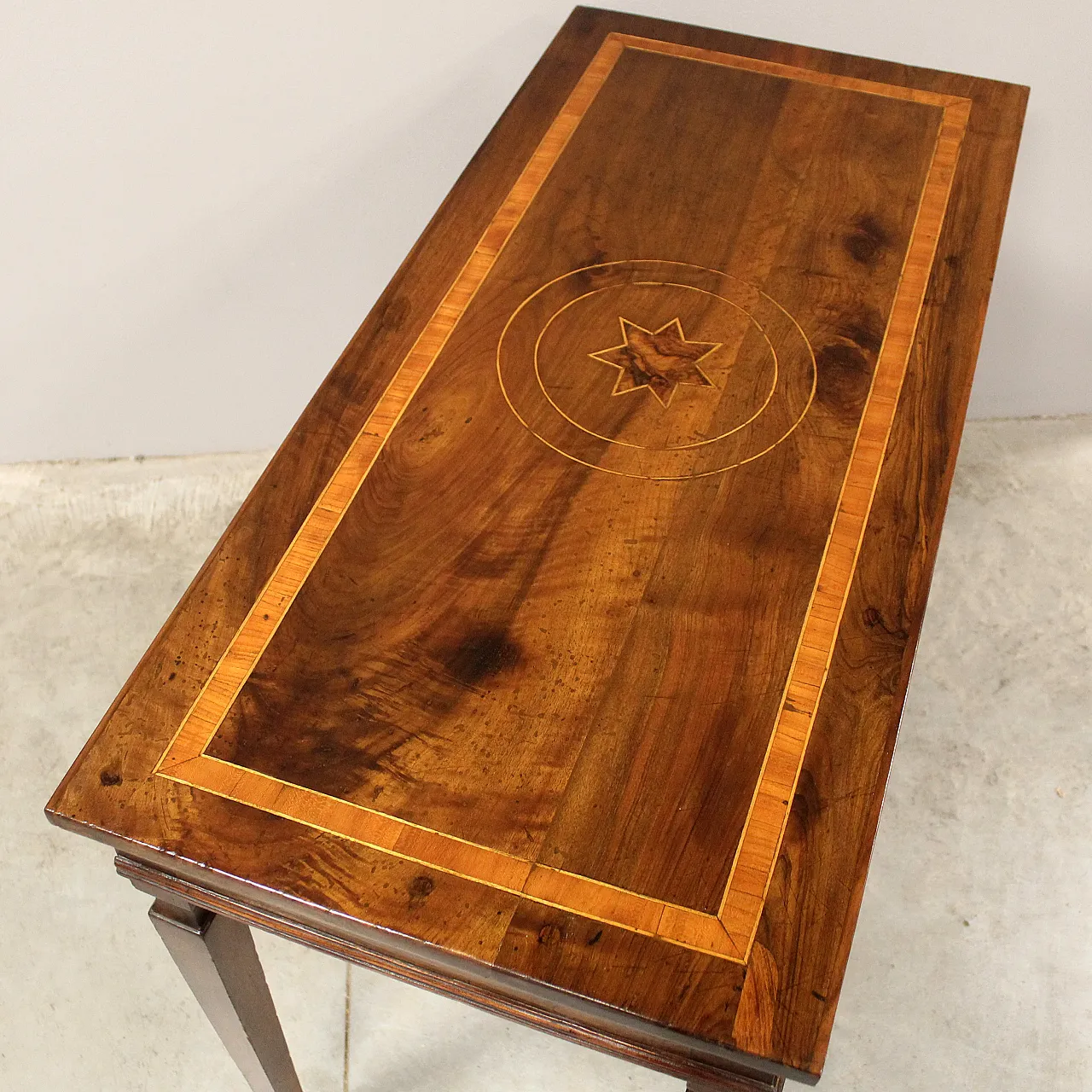 Louis XVI console writing table Italian inlaid walnut, 18th century 7