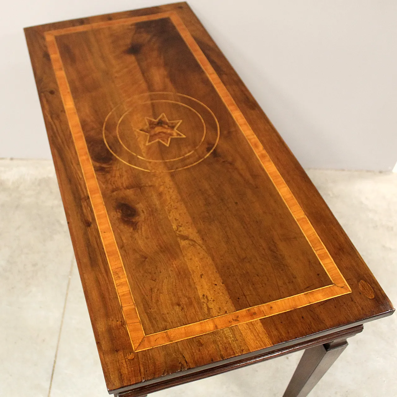 Louis XVI console writing table Italian inlaid walnut, 18th century 8