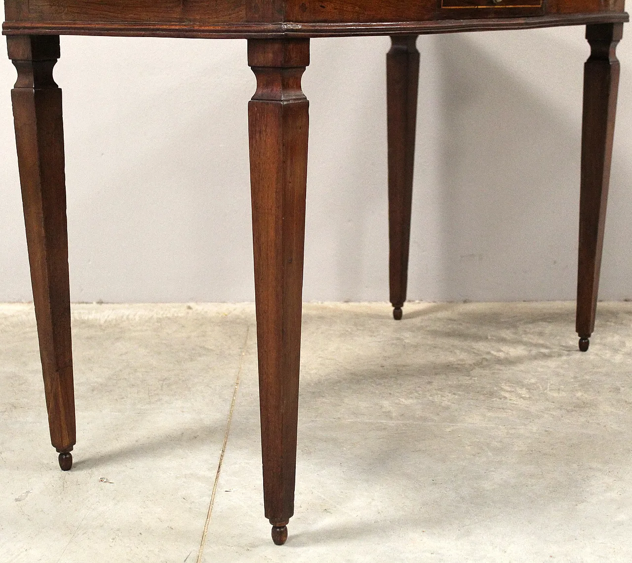 Louis XVI console writing table Italian inlaid walnut, 18th century 9