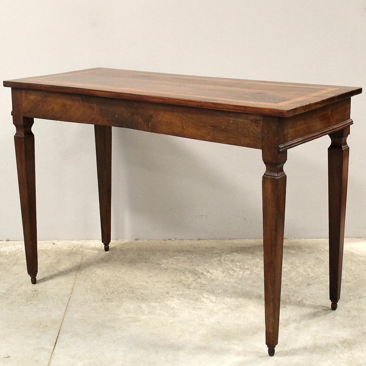 Louis XVI console writing table Italian inlaid walnut, 18th century 12