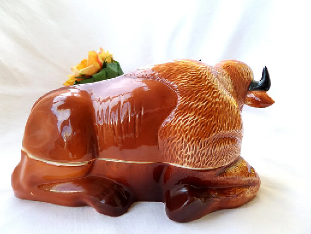 Bison Pate Dish Faience Terrine Brown, 70s 1