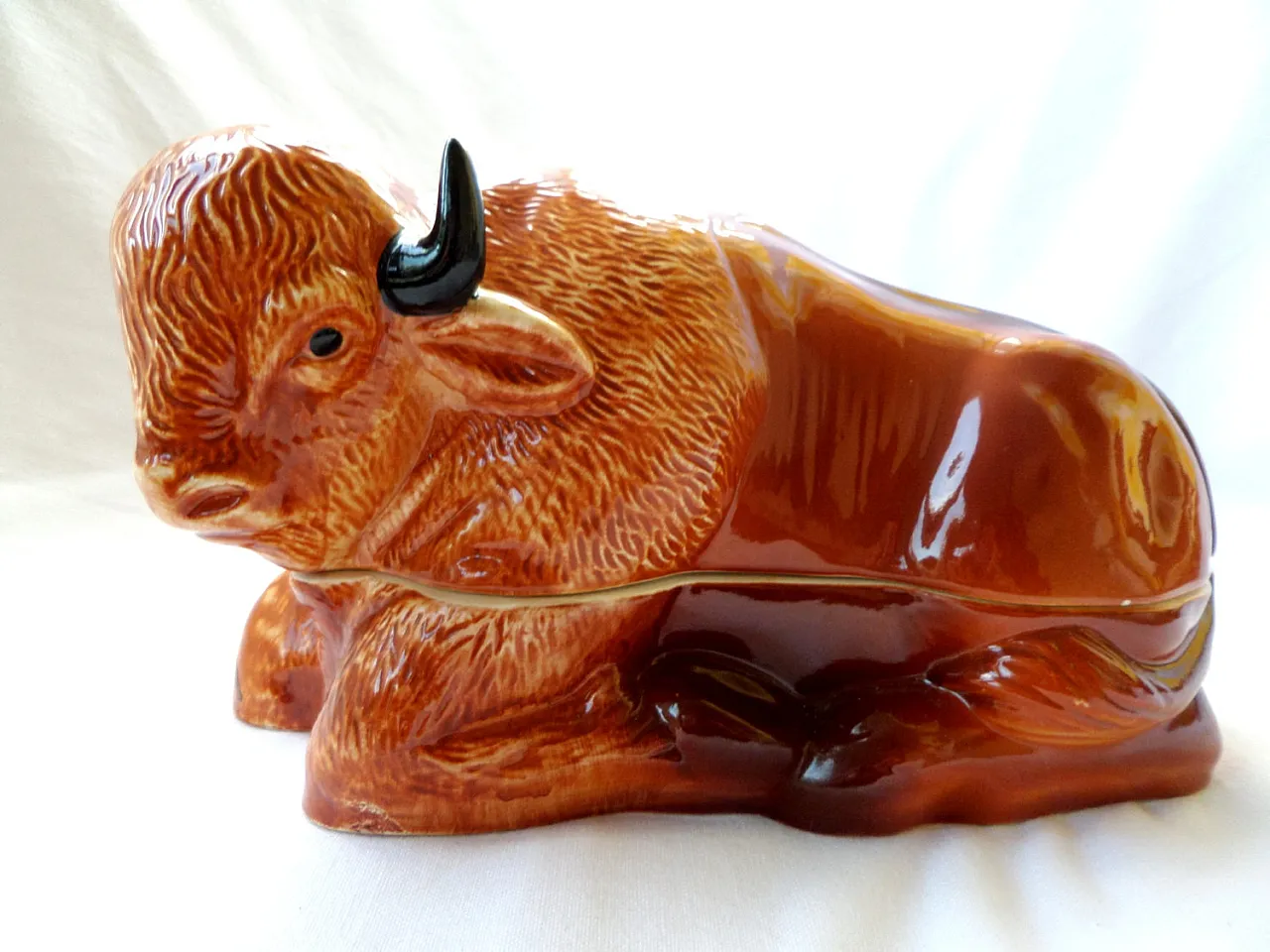 Bison Pate Dish Faience Terrine Brown, 70s 4