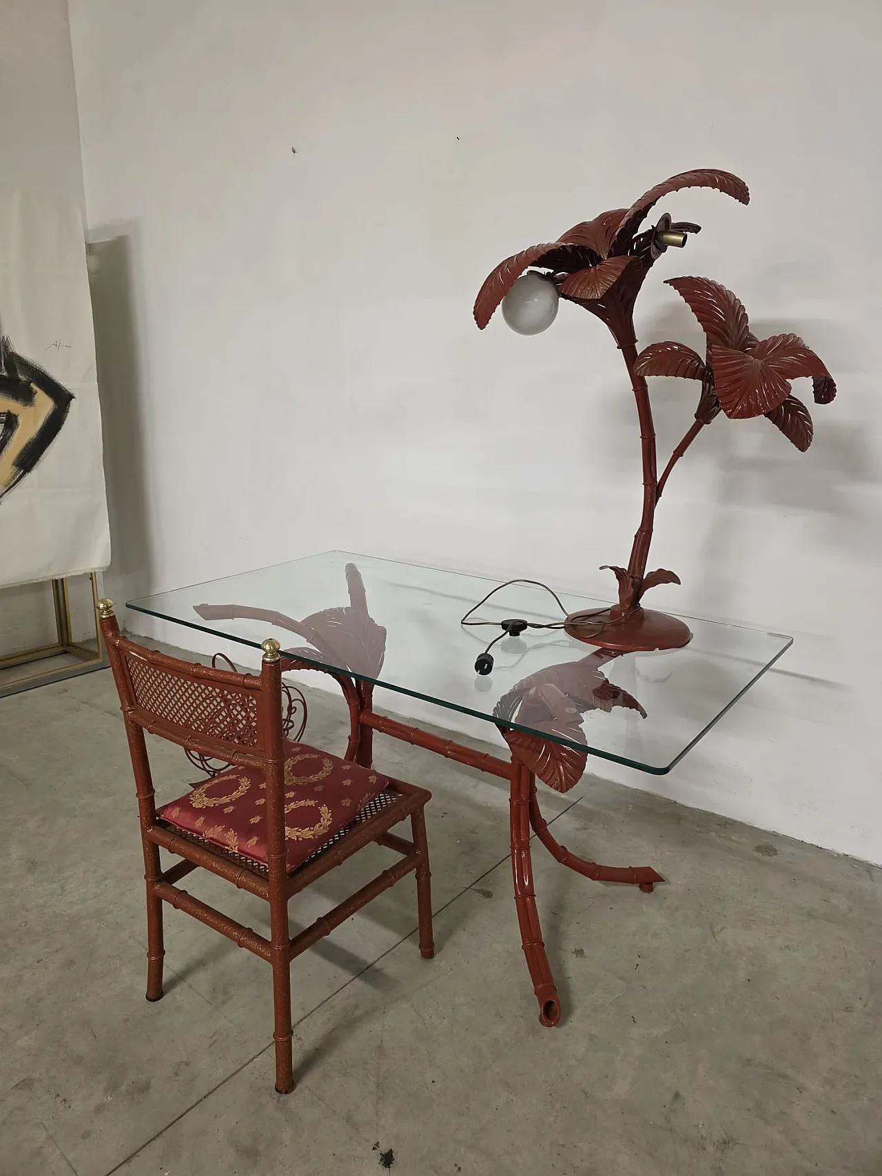 Sergio Terzani red metal desk set, 1980s 1