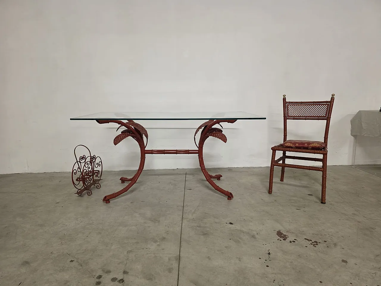 Sergio Terzani red metal desk set, 1980s 3