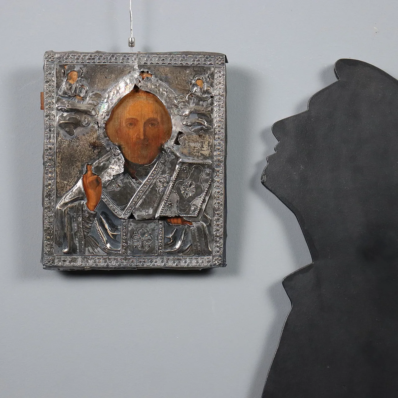 Cristo Pantocratore, tempera su tavola con riza in argento, '800 2