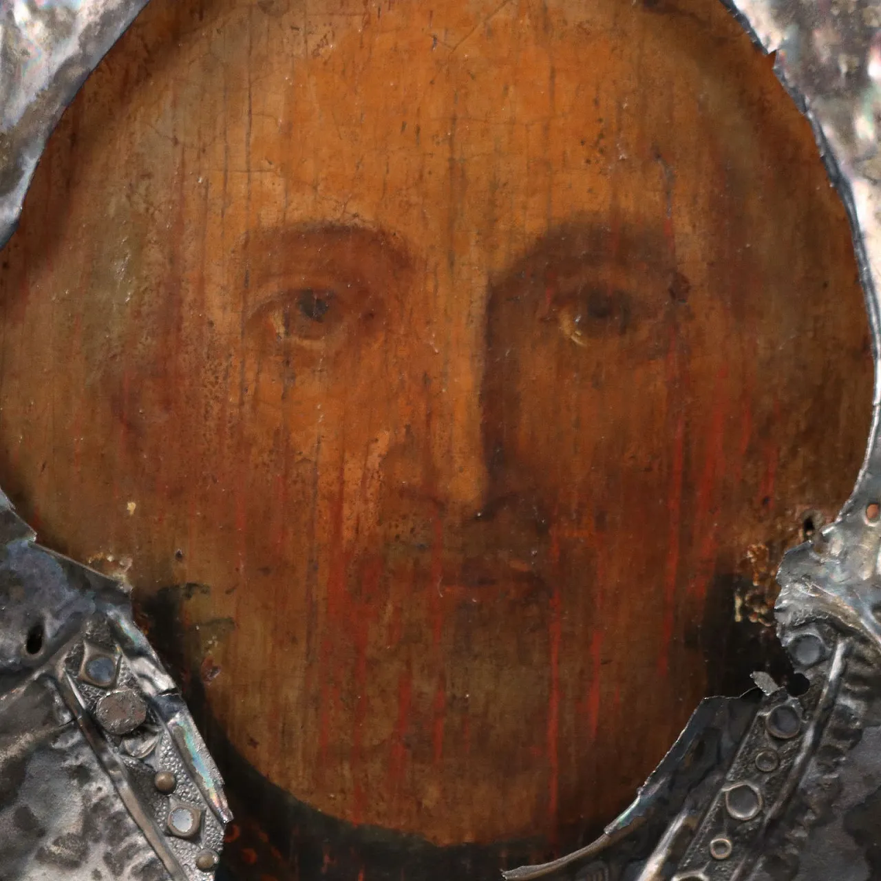 Cristo Pantocratore, tempera su tavola con riza in argento, '800 4