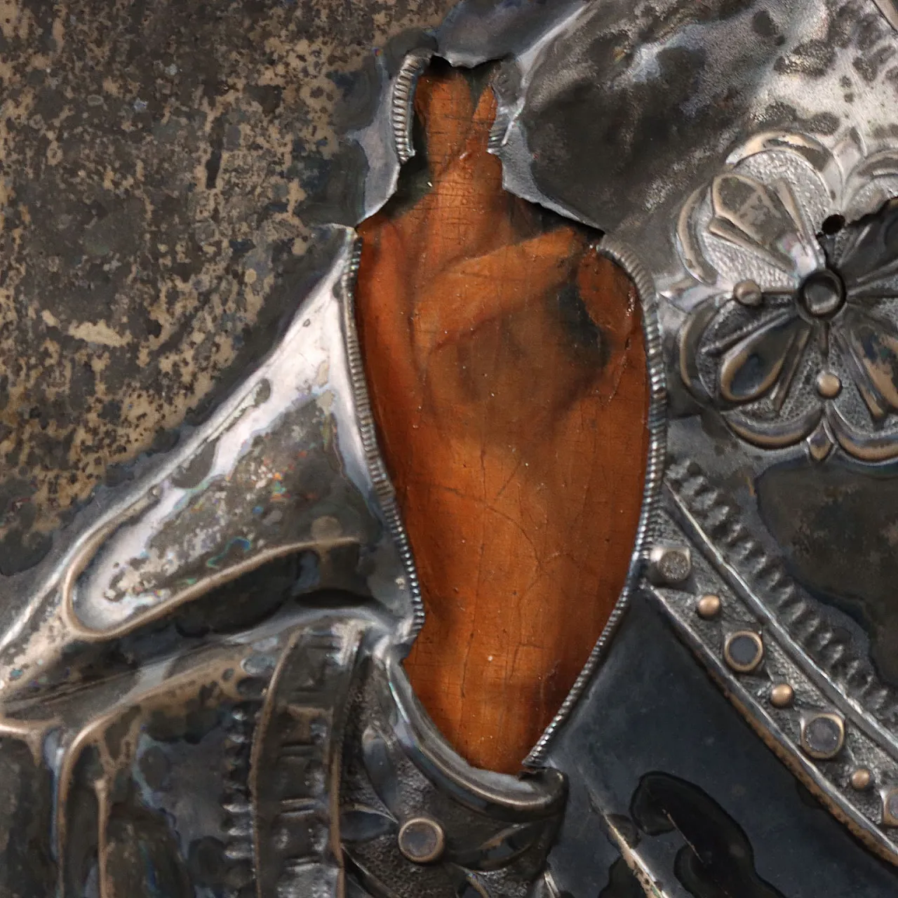 Cristo Pantocratore, tempera su tavola con riza in argento, '800 5