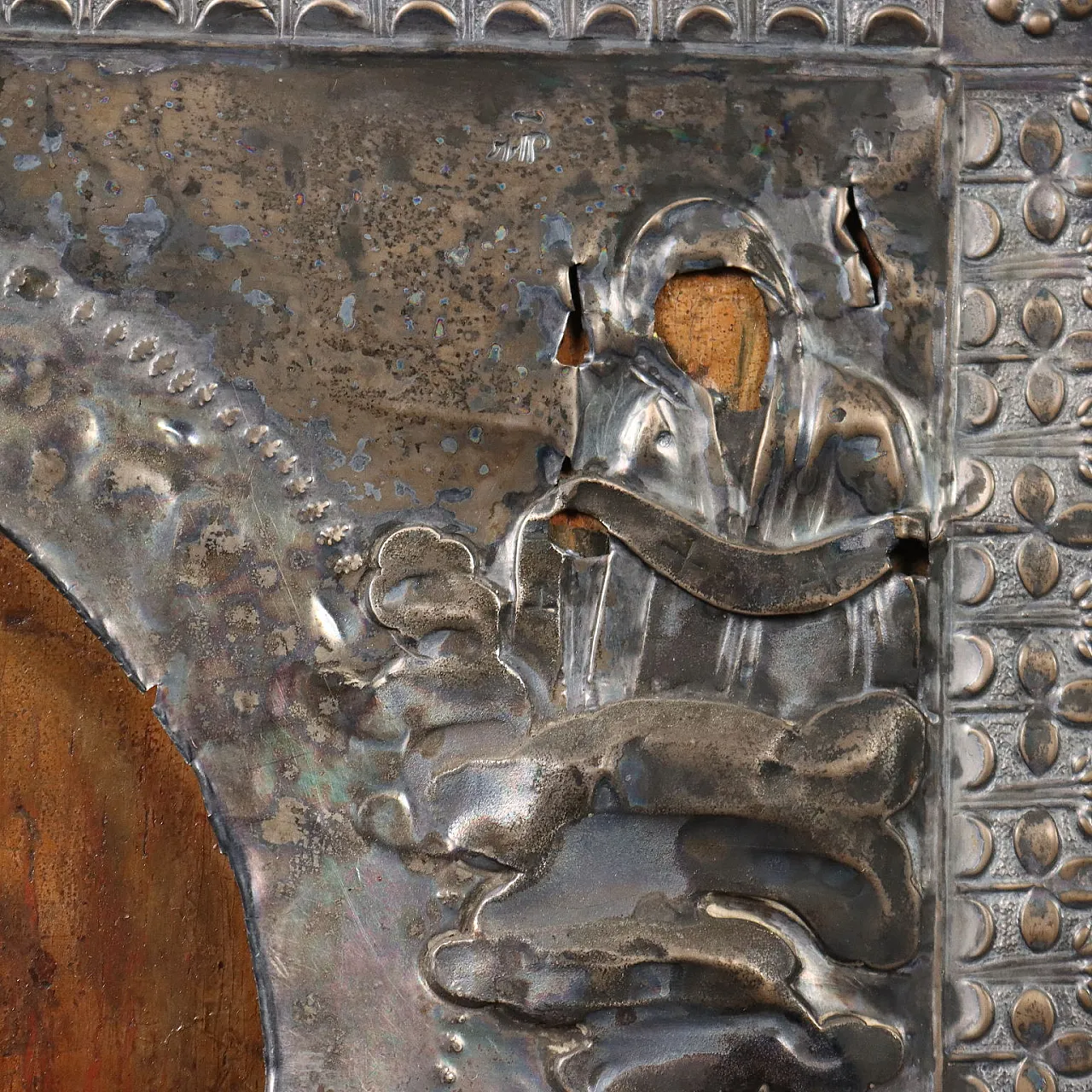 Cristo Pantocratore, tempera su tavola con riza in argento, '800 7