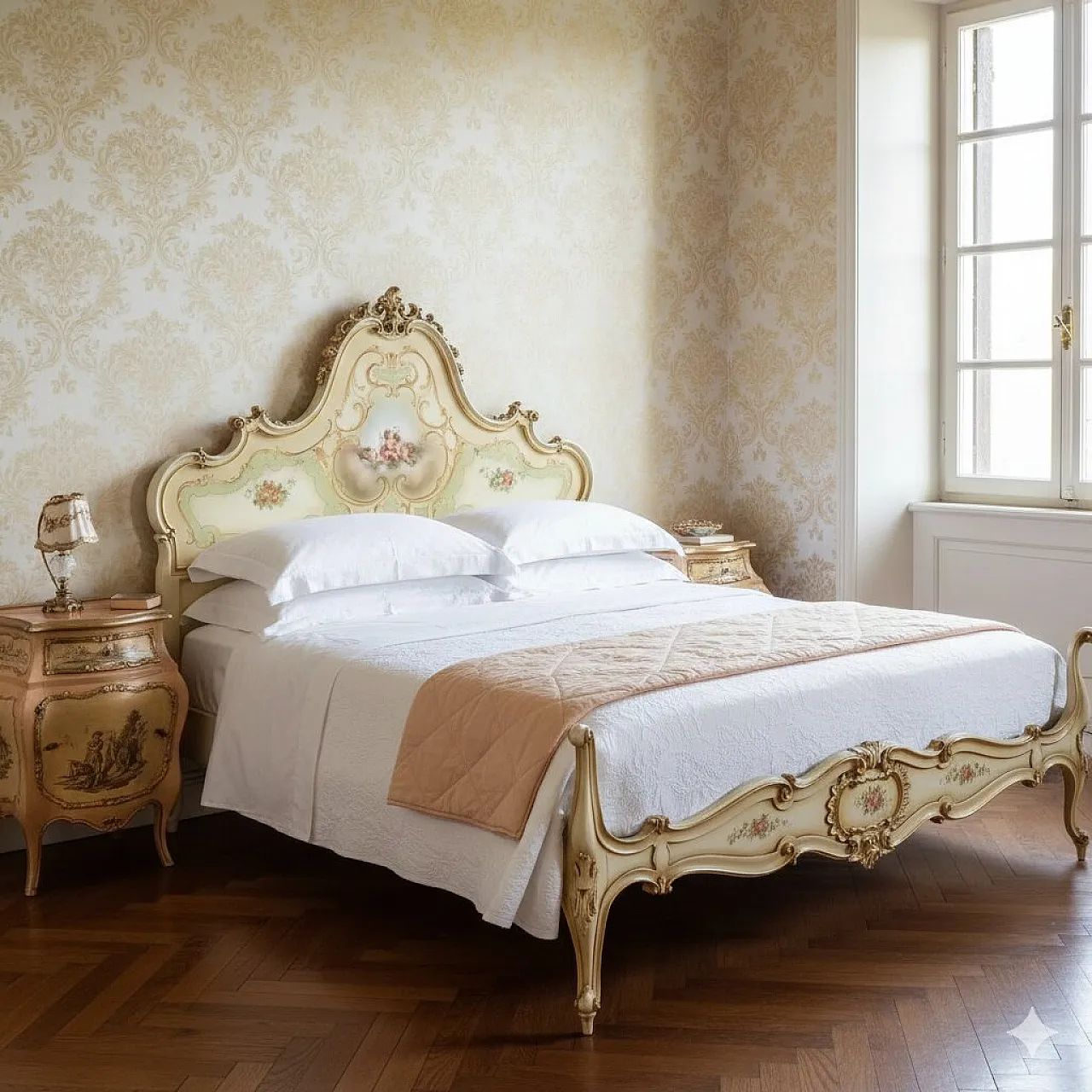 Letto matrimoniale in stile tardo barocco, '900 2