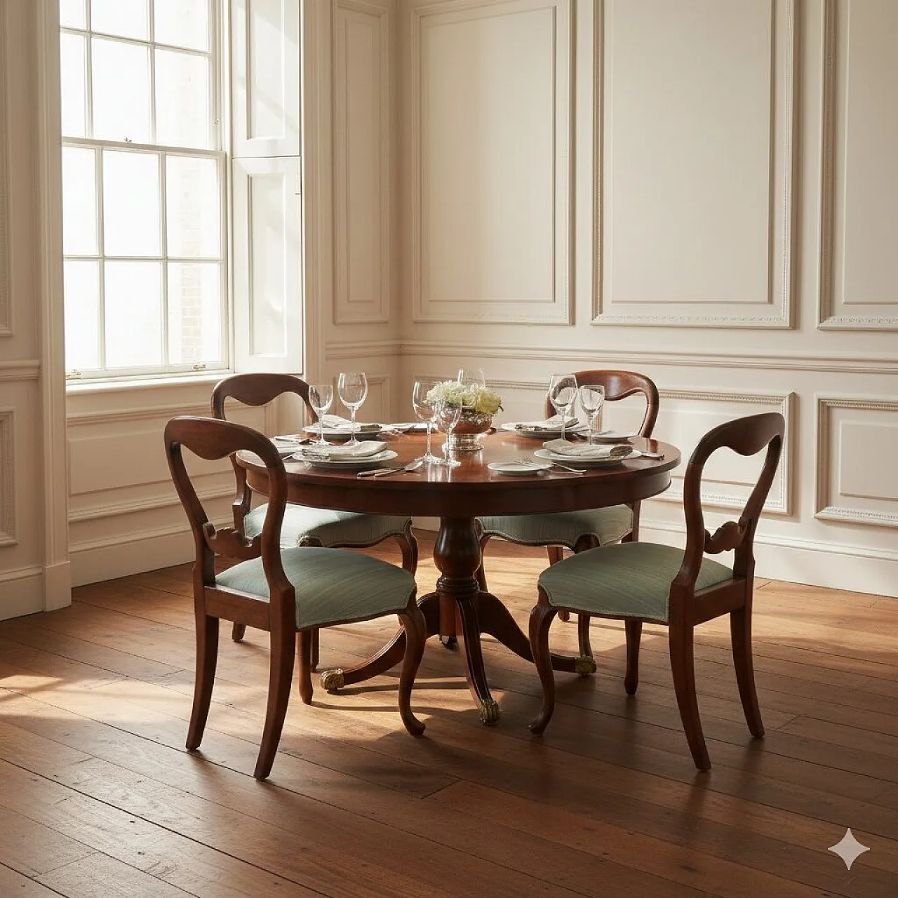 4 Sedie Luigi Filippo in mogano, '800 2